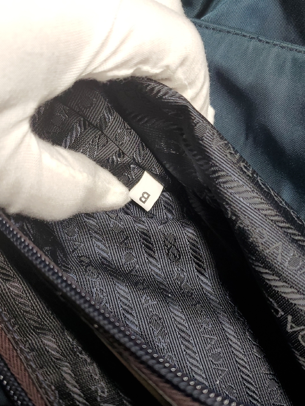 Authentic Prada Blackish/Greenish Nylon Tote Bag with Triangle Logo -Medium Size - Picture 14 of 14